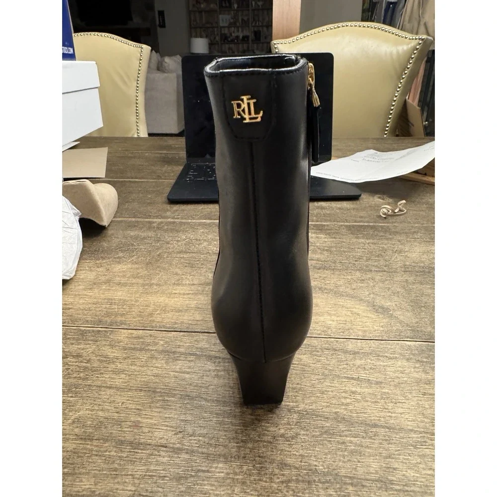 Lauren Ralph Lauren Willa Boots Women's Black Leather Ankle Bootie Size 6